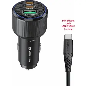 Nabíječka do auta - Swissten Adaptér 2x USB-C PD + USB-A 95W + Kabel USB-C 1m - 3