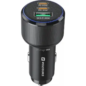 Nabíječka do auta - Swissten Adaptér 2x USB-C PD + USB-A 95W + Kabel USB-C 1m - 1