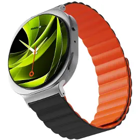Řemínek na hodinky - Mobile Origin Easy Strap Magnetic Galaxy Watch 8 Black/Orange - 2