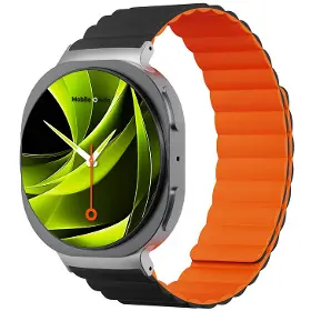 Řemínek na hodinky - Mobile Origin Easy Strap Magnetic Galaxy Watch 8 Black/Orange - 1