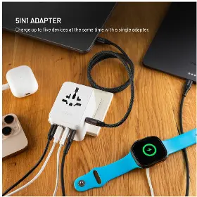 Cestovní adaptér - Fixed Voyager 70W - 3xUSB-C a 2xUSB-A - 5
