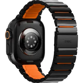 Řemínek na hodinky - Uniq Strova flex Apple Watch 44-49mm Silver/orange - 3