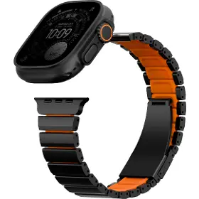 Řemínek na hodinky - Uniq Strova flex Apple Watch 44-49mm Silver/green - 8
