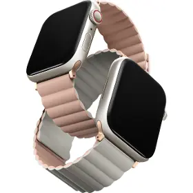Řemínek na hodinky - Uniq Revix reversible 45/44/42mm Pink/beige - 1