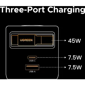 Nabíječka do sítě - Ugreen 65W GaN USB-C/USB-A se zatahovacím kabelem - 10