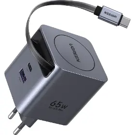 Nabíječka do sítě - Ugreen 65W GaN USB-C/USB-A se zatahovacím kabelem - 3