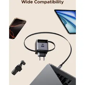 Nabíječka do sítě - Ugreen 65W GaN USB-C/USB-A se zatahovacím kabelem - 7