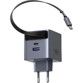 Nabíječka do sítě - Ugreen 45W GaN USB-C/USB-A se zatahovacím kabelem - 2