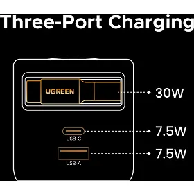 Nabíječka do sítě - Ugreen 45W GaN USB-C/USB-A se zatahovacím kabelem - 9