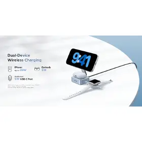 Bezdrátová nabíječka - Ugreen Magflow Qi2.2 25W 2v1 Blue - 8