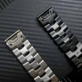 Řemínek na hodinky - Cube1 Titanový řemínek pro Garmin QuickFit 22 Stříbrný - 5