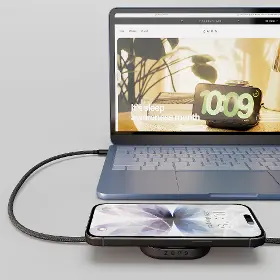 Nabíjecí stanice Qi - Zens USB C-C Pro 2 2v1 Qi2 nabíječka s kabelem 140W Černá - 6