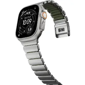 Řemínek na hodinky - Nomad Stratos Natural Titanium/Forest Green Apple Watch 45/46/49mm - 9