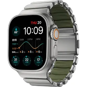 Řemínek na hodinky - Nomad Stratos Natural Titanium/Forest Green Apple Watch 45/46/49mm - 1