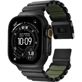 Řemínek na hodinky - Nomad Stratos Black Titanium/Forest Green Apple Watch 45/46/49mm - 3