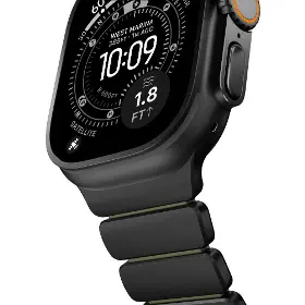 Řemínek na hodinky - Nomad Stratos Black Titanium/Forest Green Apple Watch 45/46/49mm - 8