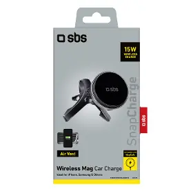 Držiak telefónu - SBS Držiak do auta SnapCharge magnetický, do mriežky, 15 W, čierna - 2