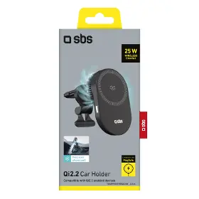 Držiak telefónu - SBS Držiak do auta s bezdrôtovým nabíjaním, Qi2.2, 25 W, kompatibilný s MagSafe, do mriežky, čierna - 2