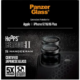 Ochranné sklo - PanzerGlass Ochranný kryt objektívu Hoops Ceramic II pre  iPhone 17/16 Plus/16, čierna - 2