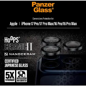 Ochranné sklo - PanzerGlass Ochranný kryt objektívu Hoops Ceramic II pre  iPhone 17 Pro Max/17 Pro/16 Pro Max/16 Pro, čierna - 2
