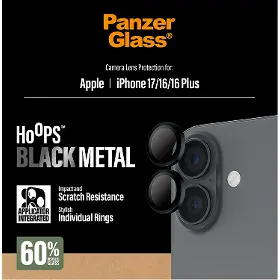Ochranné sklo - PanzerGlass Ochranný kryt objektívu Hoops pre iPhone 17/16 Plus/16, čierna - 2
