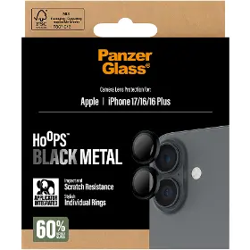 Ochranné sklo - PanzerGlass Ochranný kryt objektívu Hoops pre iPhone 17/16 Plus/16, čierna - 6