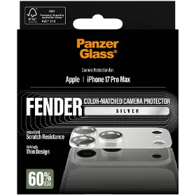 Ochranné sklo - PanzerGlass Ochranný kryt objektívu Fender pre iPhone 17 Pro Max, strieborná - 4