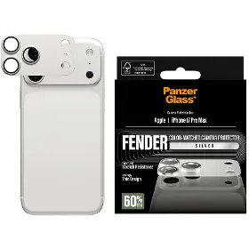 Ochranné sklo - PanzerGlass Ochranný kryt objektívu Fender pre iPhone 17 Pro Max, strieborná - 1
