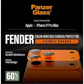 Ochranné sklo - PanzerGlass Ochranný kryt objektívu Fender pre iPhone 17 Pro Max, oranžová - 2