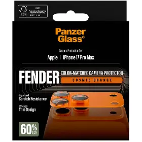 Ochranné sklo - PanzerGlass Ochranný kryt objektívu Fender pre iPhone 17 Pro Max, oranžová - 5