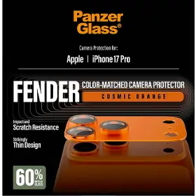 Ochranné sklo - PanzerGlass Ochranný kryt objektívu Fender pre iPhone 17 Pro, oranžová - 2