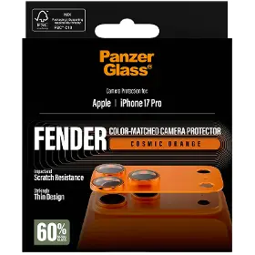 Ochranné sklo - PanzerGlass Ochranný kryt objektívu Fender pre iPhone 17 Pro, oranžová - 5