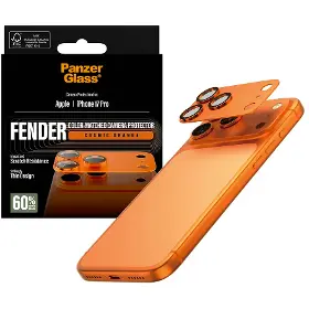 Ochranné sklo - PanzerGlass Ochranný kryt objektívu Fender pre iPhone 17 Pro, oranžová - 6