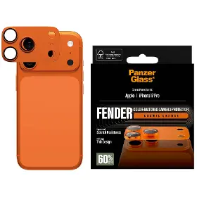 Ochranné sklo - PanzerGlass Ochranný kryt objektívu Fender pre iPhone 17 Pro, oranžová - 1
