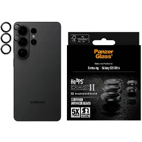 Ochranné sklo - PanzerGlass Ochranný kryt objektívu Hoops Ceramic II pre Samsung Galaxy S26 Ultra, čierna - 1