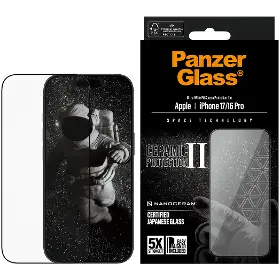 Ochranné sklo - PanzerGlass Tvrdené sklo UWF Ceramic II s aplikátorom pre iPhone 17/16 Pro, čierna - 1