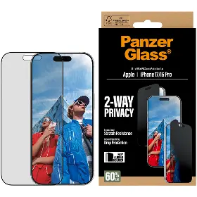 Ochranné sklo - PanzerGlass Tvrdené sklo UWF 2-Way Privacy s aplikátorom pre iPhone 17/16 Pro, čierna - 1