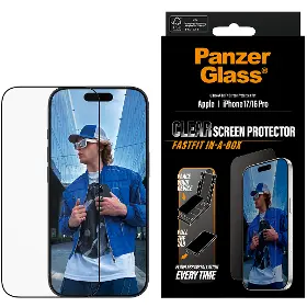 Ochranné sklo - PanzerGlass Tvrdené sklo UWF s Fastfit pre iPhone 17/16 Pro, čierna - 1