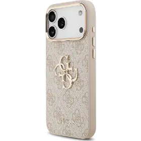 Kryt na mobil - Guess PU Leather 4G Metal Logo Gold Frame iPhone 17 Pro Max Pink - 2
