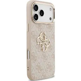 Kryt na mobil - Guess PU Leather 4G Metal Logo Gold Frame iPhone 17 Pro Max Pink - 4