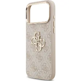 Kryt na mobil - Guess PU Leather 4G Metal Logo Gold Frame iPhone 17 Pro Max Pink - 5