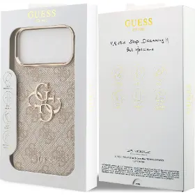 Kryt na mobil - Guess PU Leather 4G Metal Logo Gold Frame iPhone 17 Pro Max Pink - 7
