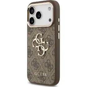 Kryt na mobil - Guess PU Leather 4G Metal Logo Gold Frame iPhone 17 Pro Max Brown - 2