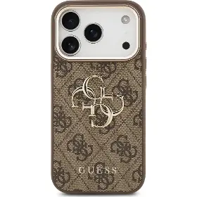 Kryt na mobil - Guess PU Leather 4G Metal Logo Gold Frame iPhone 17 Pro Max Brown - 3