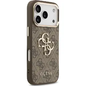 Kryt na mobil - Guess PU Leather 4G Metal Logo Gold Frame iPhone 17 Pro Max Brown - 4