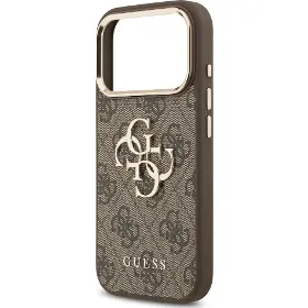 Kryt na mobil - Guess PU Leather 4G Metal Logo Gold Frame iPhone 17 Pro Max Brown - 5