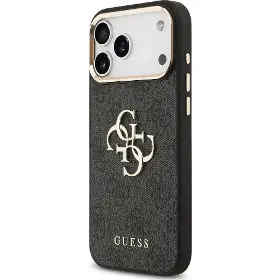 Kryt na mobil - Guess PU Leather 4G Metal Logo Gold Frame iPhone 17 Pro Max Black - 2