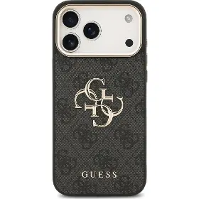 Kryt na mobil - Guess PU Leather 4G Metal Logo Gold Frame iPhone 17 Pro Max Black - 3
