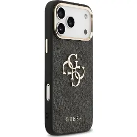 Kryt na mobil - Guess PU Leather 4G Metal Logo Gold Frame iPhone 17 Pro Max Black - 4
