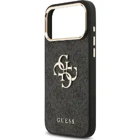Kryt na mobil - Guess PU Leather 4G Metal Logo Gold Frame iPhone 17 Pro Max Black - 5
